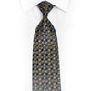 Gold Geometric On Navy Rhinestone Silk Necktie With Silver Sparkles
