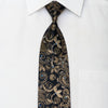 Gold Floral On Black Rhinestone Silk Necktie