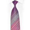 Purple Silver Striped Cartouche Rhinestone Silk Necktie With Sparkles