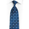 Blaue Seidenkrawatte mit geometrischem Blumenmuster auf marineblauem Strass und silbernen Glitzern