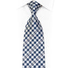 Silver Blue Checkered Rhinestone Necktie With Silver Sparkles