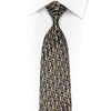 Gold Orange Acanthus On Navy Rhinestone Silk Tie With Gold Sparkles