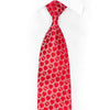 Silver Interlocking Circles On Red Rhinestone Silk Necktie With Silver Sparkles