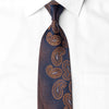 San-Dee navy paisley rhinestone silk necktie styled on white dress shirt showing gold paisley motifs with crystal rhinestone and silver sparkle detail
