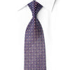 Midnight navy and plum silk necktie with crystal rhinestones and silver sparkle laid flat