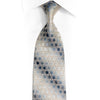 Geometric Trellis On Silver Rhinestone Silk Necktie With Gold Sparkles