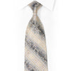 Gold Silver Cartouche On Silver Rhinestone Silk Necktie With Sparkles