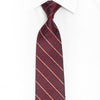 Mens Silk Tie Striped Crystal Rhinestones On Burgundy With Silver Sparkles