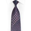 Pink Geometric On Navy Rhinestone Silk Tie With Silver Sparkles