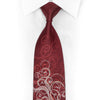 Silver Scrolls On Burgundy Rhinestone Silk Necktie With Sparkles