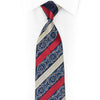 Red Silver Striped On Blue Rhinestone Silk Necktie