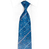 Floral & Striped On Blue Rhinestone Silk Tie With Silver Sparkles