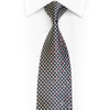 Silver Geometric Dots On Black Rhinestone Silk Necktie With Silver Sparkles