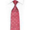 Rhinestone Silk Necktie – Crystal AB Red Checkered Geometric
