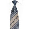 Navy & Gold Stripe Rhinestone Crystal Silk Necktie