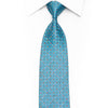 Teal Geometric Rhinestone Silk Necktie – Crystal & Silver Sparkle