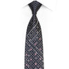 Silver Pink Blue Geometric On Navy Rhinestone Tie With Silver Sparkles