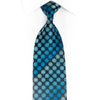 Geometric Design On Navy Blue Rhinestone Silk Necktie With Silver Sparkles