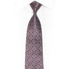 Mauve Geometric On Navy Blue Rhinestone Silk Necktie With Silver Sparkles