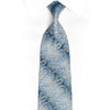 Blue Paisley On Silver Rhinestone Silk Tie With Silver
