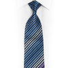 Blue Purple Striped On Navy Rhinestone Tie With Silver
