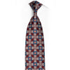 Blue Silver Geometric On Burgundy Rhinestone Silk Tie - 1