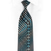 Blue Striped On Navy Rhinestone Tie With Silver Sparkles - 1
