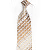 Brown Hatch Striped On Cream Rhinestone Silk Tie