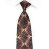 Bruno Baffi Rhinestone Silk Necktie Copper Geometric Trellis On Navy With Sparkles - San-Dee