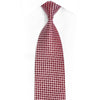 Burgundy Checkered Rhinestone Silk Necktie With Silver