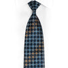 Geometric On Blue Rhinestone Silk Tie With Copper Sparkles