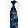 Geometric Chevron Pattern On Navy Rhinestone Silk Necktie