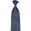 Geometric Design On Blue Silk Necktie With Pink Rhinestones
