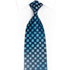Geometric Design On Navy Blue Rhinestone Silk Necktie