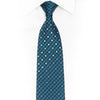 Geometric On Teal Rhinestone Silk Necktie With Silver
