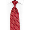 Geometric Trellis On Red Rhinestone Necktie With Blue