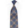 Gold Geometric Trellis Pattern On Blue Rhinestone Silk Tie
