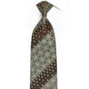 Gold Green Floral Trellis On Brown Rhinestone Silk Tie