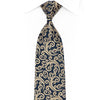 Gold Scrolls On Navy Blue Rhinestone Necktie With Gold
