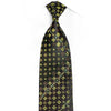 Green Foulard On Black Rhinestone Silk Necktie With Green