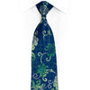 Green Silver Floral On Blue Rhinestone Tie With Silver