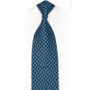 Interlocking Chain On Dark Blue Rhinestone Silk Necktie