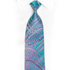 Mauve Geometric On Cerulean Blue Rhinestone Silk Tie