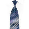 Navy Blue Checkered Woven Silk Rhinestone Tie with Silver
