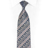 Navy Blue Diagonal Stripe Rhinestone Silk Tie