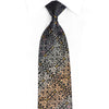 Orange Silver Acanthus On Black Rhinestone Silk Tie
