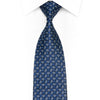 Paisley On Navy Blue Rhinestone Silk Tie With Silver