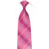 Pink Geometric & Striped Rhinestones On Silver Silk Necktie