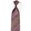 Purple Checkered On Brown Rhinestone Silk Tie With Silver