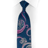 Purple Silver Scrolls On Blue Rhinestone Silk Tie